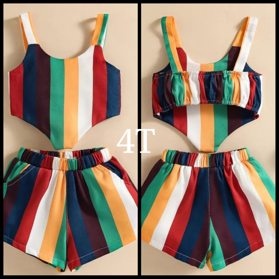 Kids 2pc Rainbow Striped Set